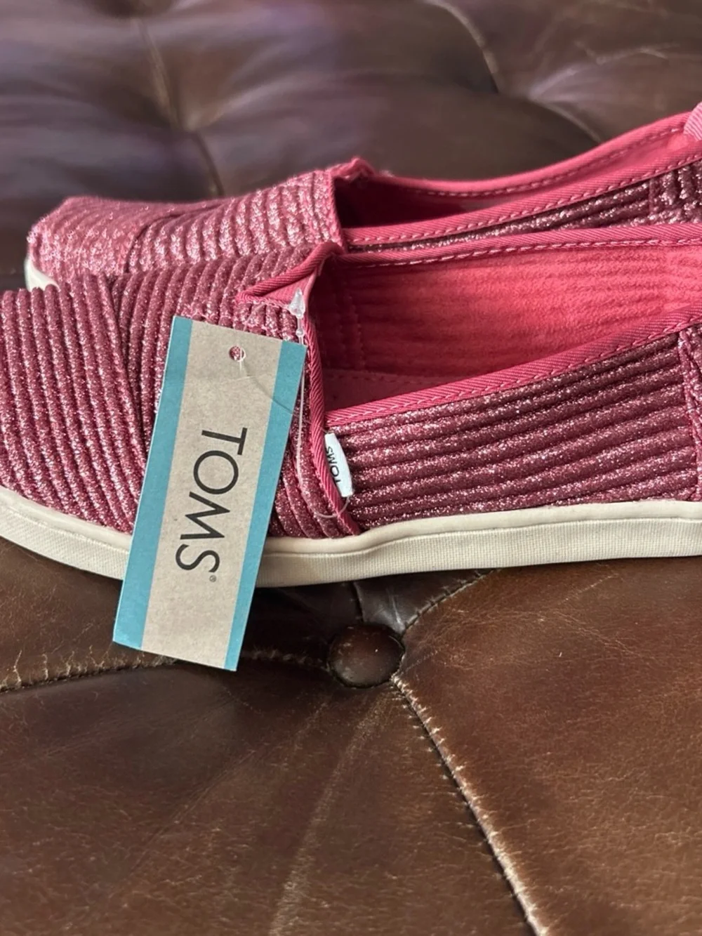 Toms Girls Sparkling Rose Slip-On Flats